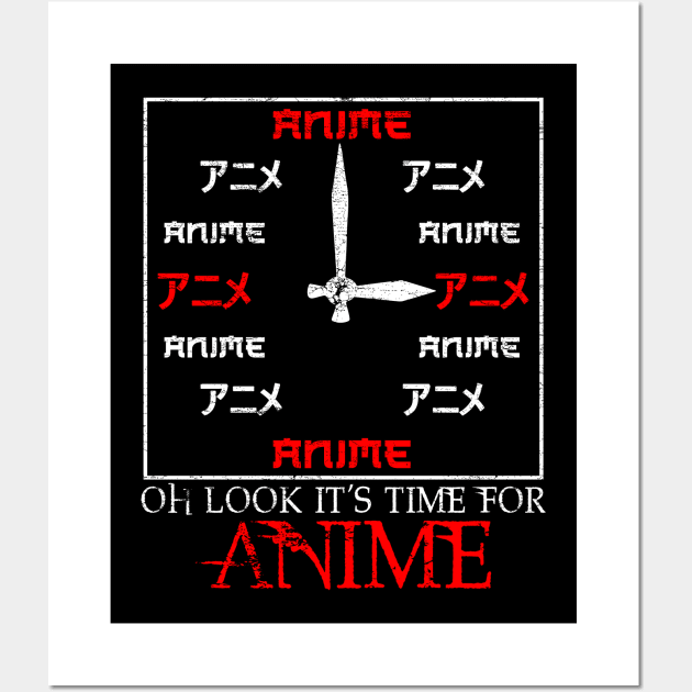 Funny Oh Look It's Time For Anime Kawaii Clock Wall Art by theperfectpresents